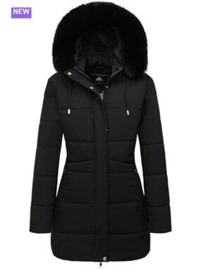 Warm Winter Puffer Coat Waterproof Long Down Jacket Fleece Lined